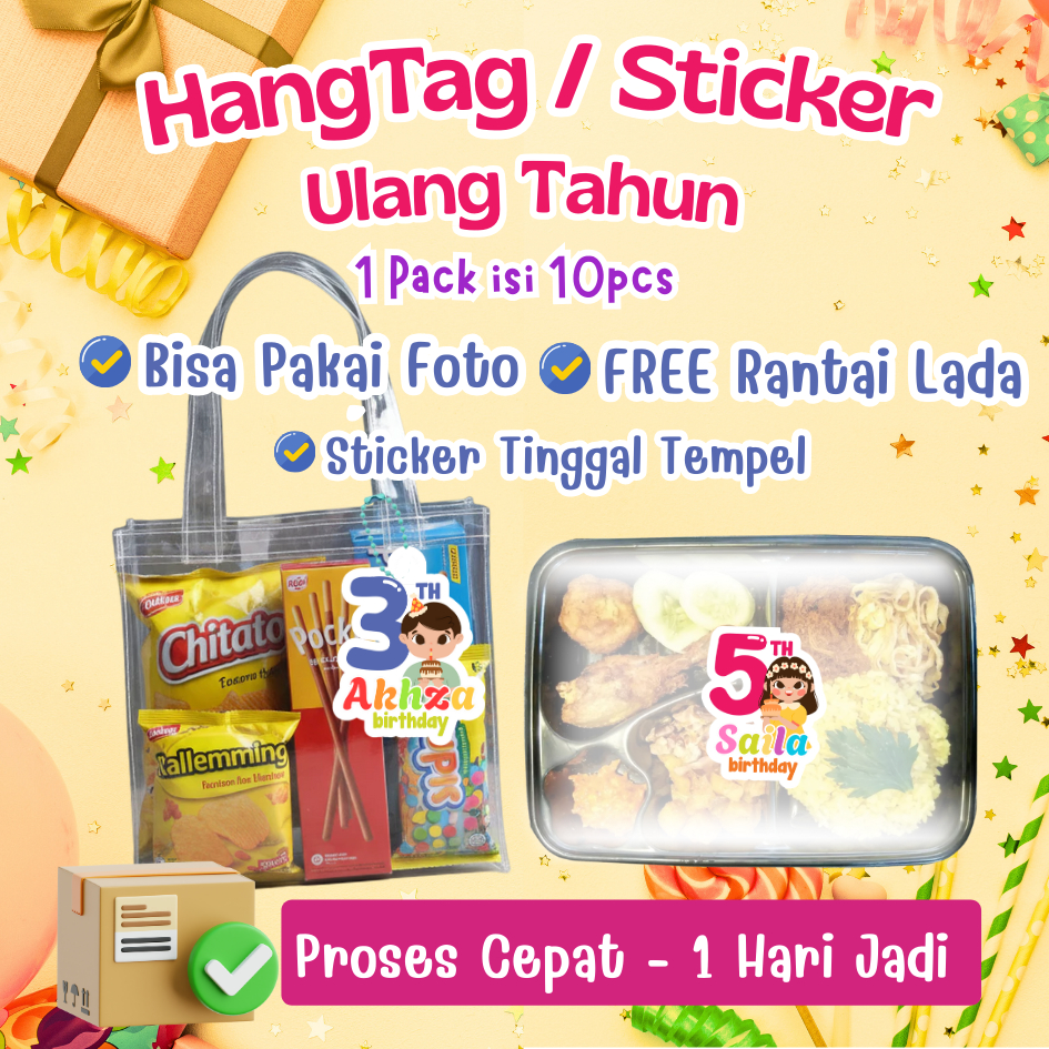 Hang Tag Ulang Tahun Anak Stiker Ulang Tahun Label Custom Sticker Birthday