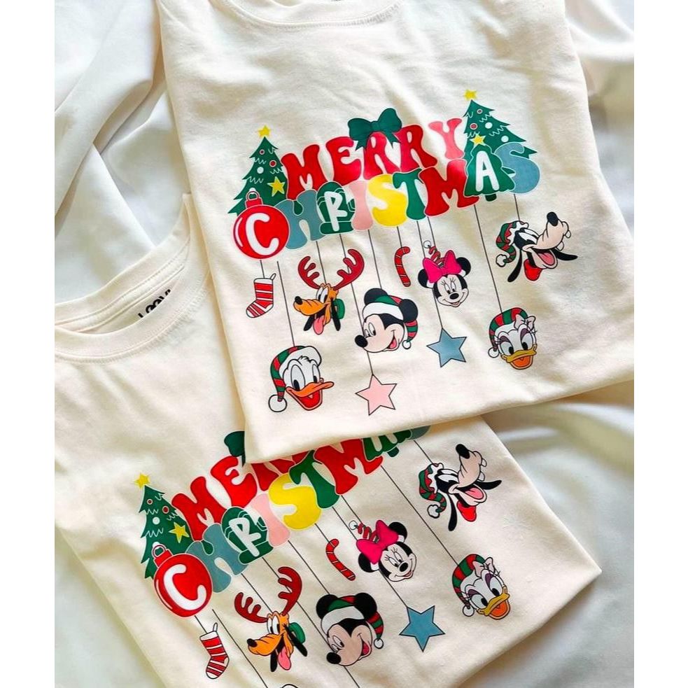 Elbee Kaos Natal Mickey Oversize || Atasan Korea Anak Dewasa Wanita Unisex Oversize