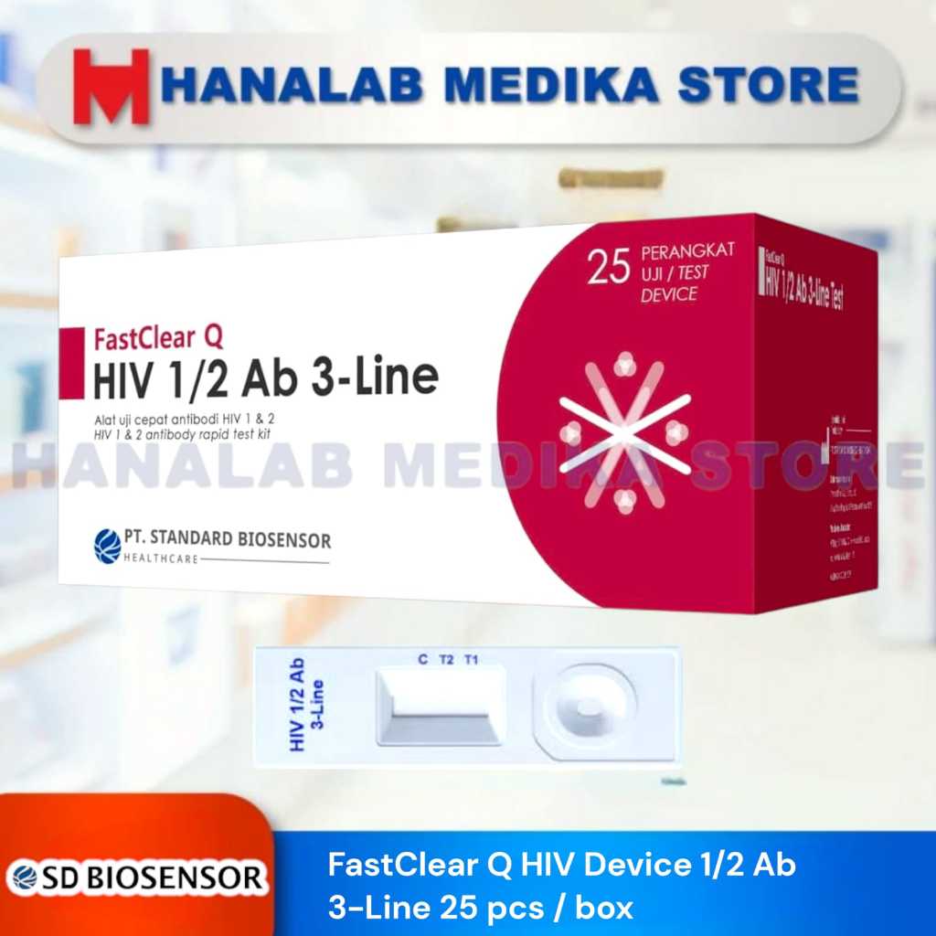 SD BIOSENSOR FastClear QHIV 1/2 Ab 3-LineAlat uji cepat antibodi HIV 1 & 2 HIV 1 & 2 antibody rapid 