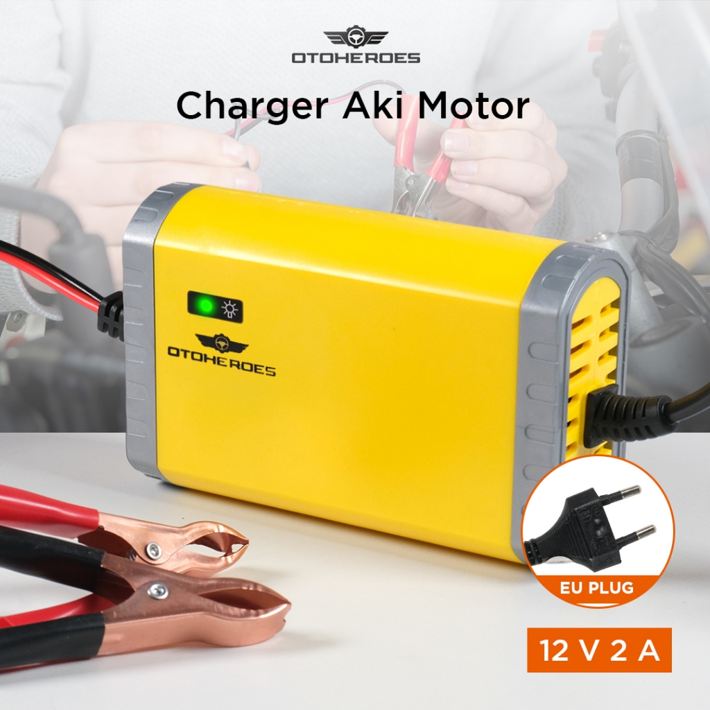 COD Charger Aki Motor Mobil Intelligent Battery Charger 12V 2A/ Charger Aki Portable Motor dan Mobil