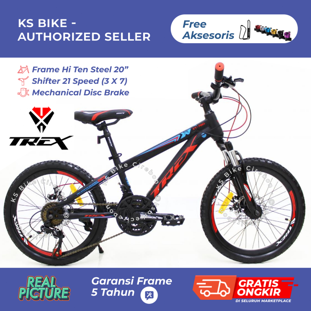 Sepeda Gunung Anak MTB Trex XT 780 20 Inch / Sepeda MTB 21 Speed Shimano / Sepeda Gunung Anak Cowo D