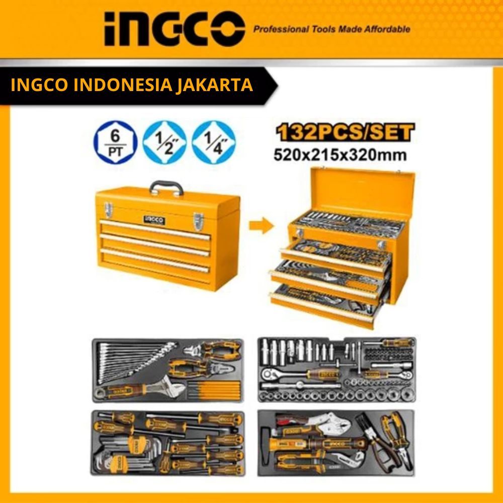 Tool Box Besi 132 Pcs / Set Drawer HTCS221321 INGCO