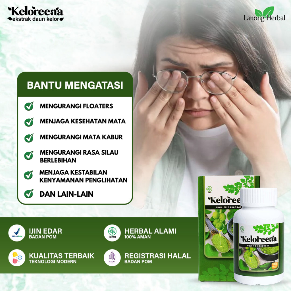 Obat Mata Floaters Gangguan Penglihatan Pandangan Berbayang Keloreena Kapsul ASLI HALAL BPOM