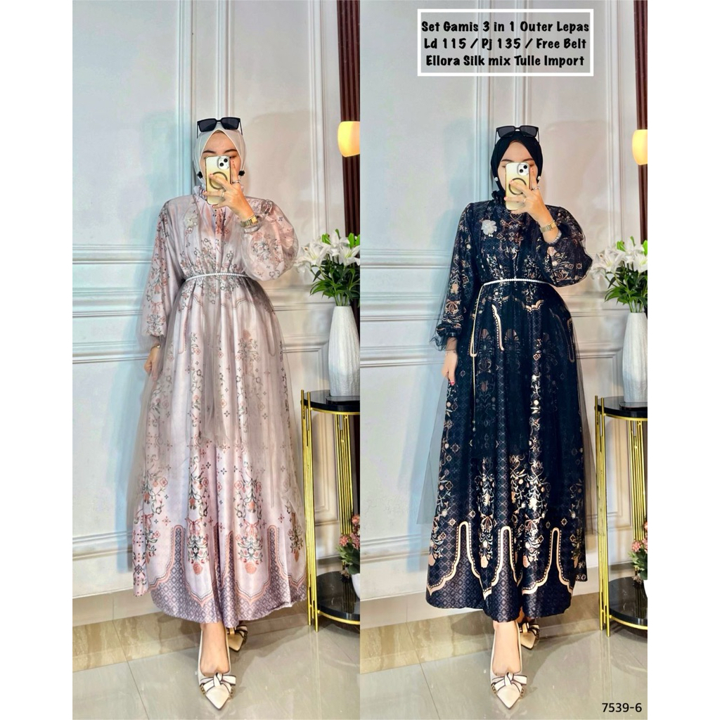 WULANDARI CLOTH GAMIS DIOR SILK MIX BROKAT TILE PREMIUM GAMIS PERTA TERBARU GAMIS PESTA MURAH GAMIS 