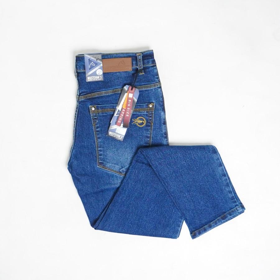 MUSTEVANS Celana Panjang Jeans Denim Biru Pria 100% Original Kode 144.406