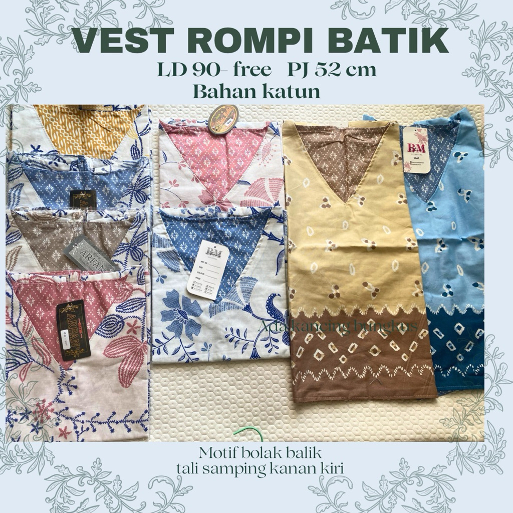 (NEW) Vest batik bolak balik katun
