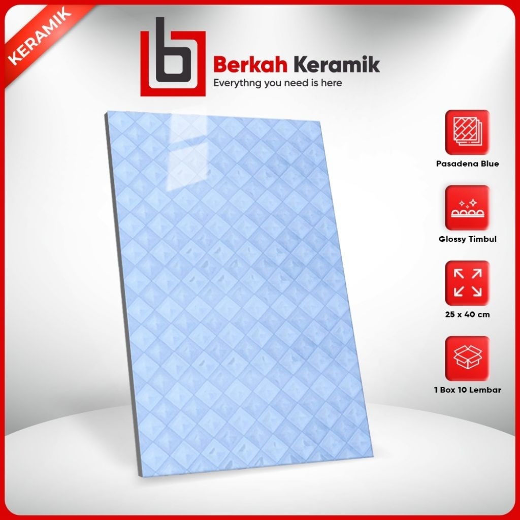 Keramik Dinding Polos Dekoratif 25x40 Pasadena Blue
