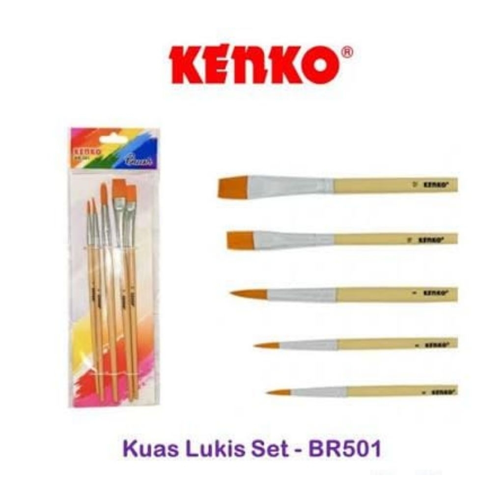 KUAS LUKIS SET 5 PCS BR-501 KENKO / BRUSH SET KUAS BR501 KENKO / KUAS SET LUKIS ACRYLIC