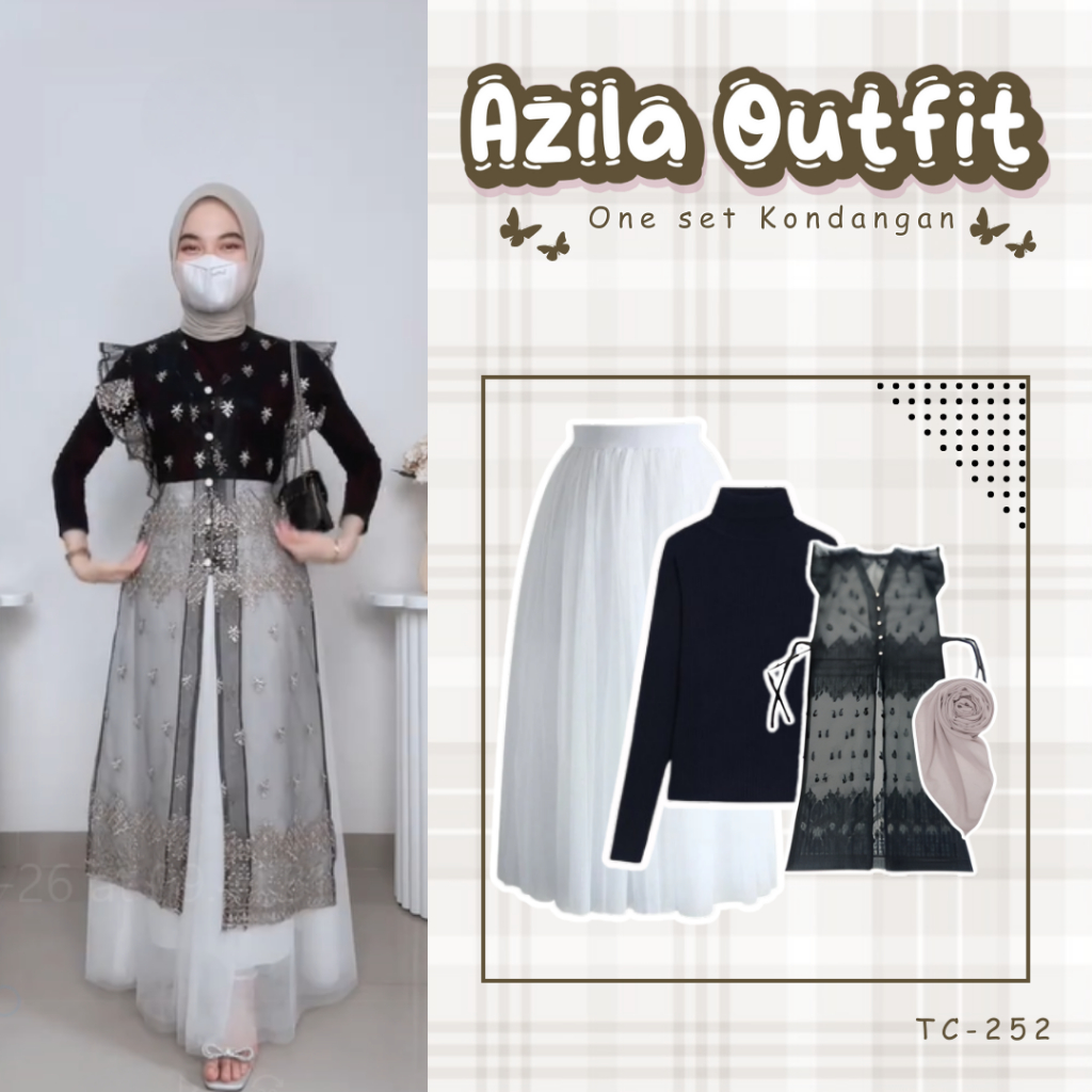 Ootd Kondangan Remaja Terbaru ( Rok tutu + Manset + Brukat + Hijab ) Kekinian SET TC-251