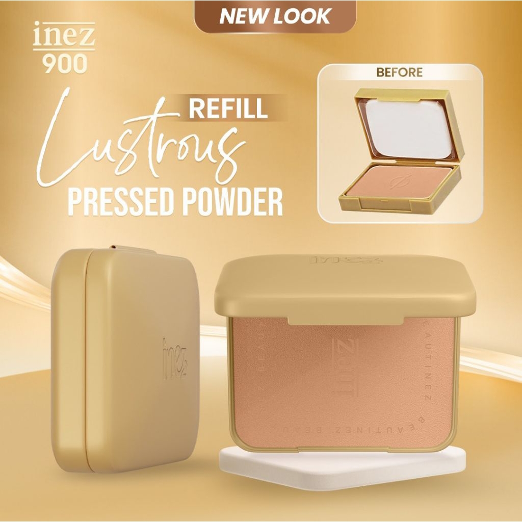 INEZ REFILL LUSTROUS PRESSED POWDER BEDAK PADAT GOLD INEZ DENGAN KANDUNG SKINCARE DAN FOUNDATION ISI
