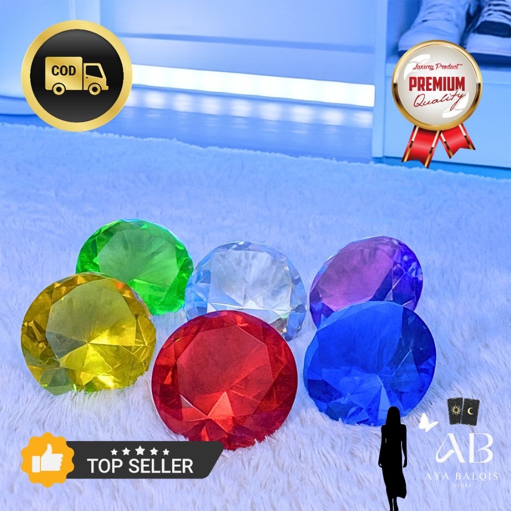 Pajangan Diamond Kristal Jumbo - All Warna 8cm untuk Dekorasi & Souvenir