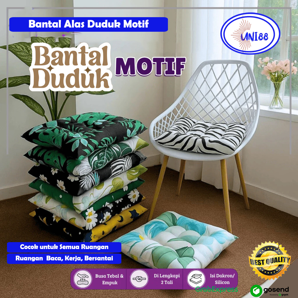 UNI88 Bantal Alas Kursi Duduk Jok Mobil Sofa Santai Motif Anti Pegel Tebal Isian Silicon Grade A Coc