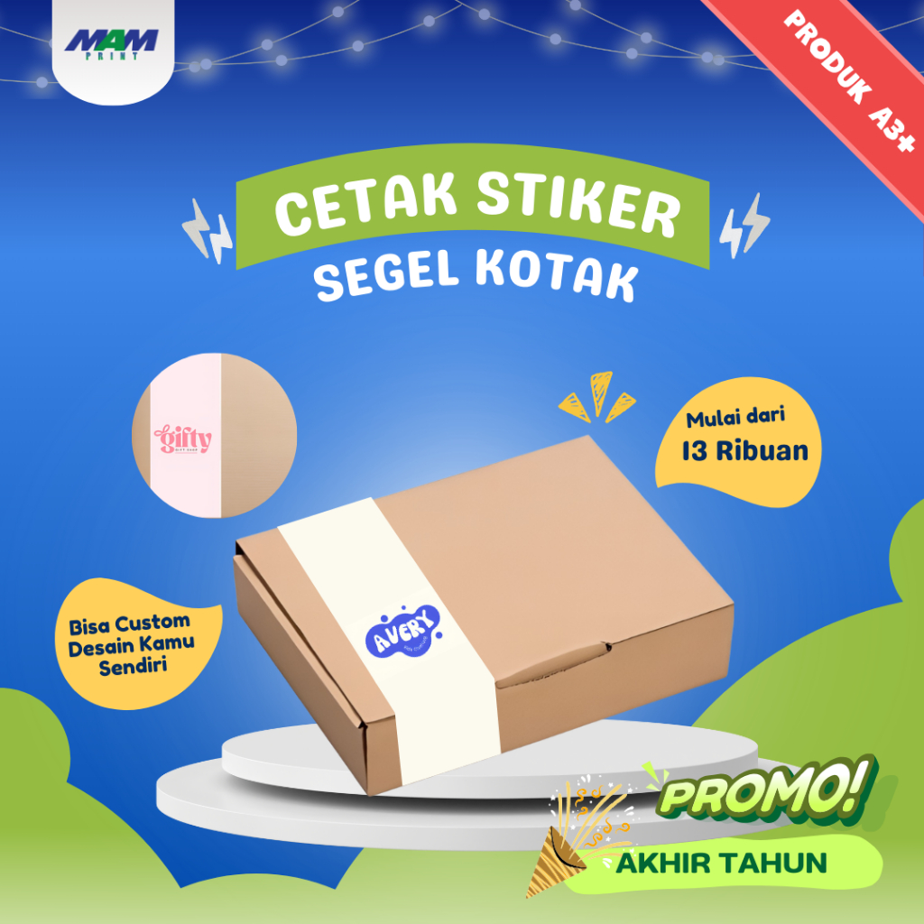 Stiker Segel Ukuran Besar Bentuk Kotak Box Ulang Tahun/ Custom Sticker Kotak Segel Makanan/ Kemasan 
