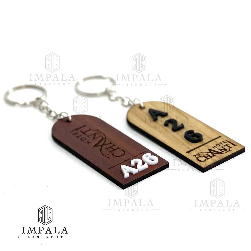 Gantungan Kunci Kayu Hotel / Guest House / Kost / Penginapan / Ganci Murah/ Ganci Loker / Bentuk Dom