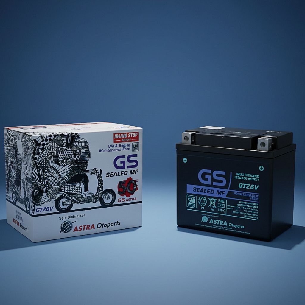 AKI MOTOR BEAT ESP CBS ISS DELUXE GS ASTRA SEALED MF GTZ6V 12V 5AH 100% ORIGINAL - Baterai Accu Moto