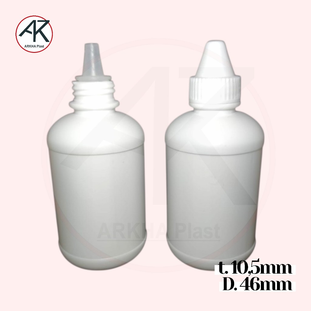 isi 10pcs - CC botol tetes 100 ml BOLONG LANCIP plastik putih natural 100ml bening HPDE HD