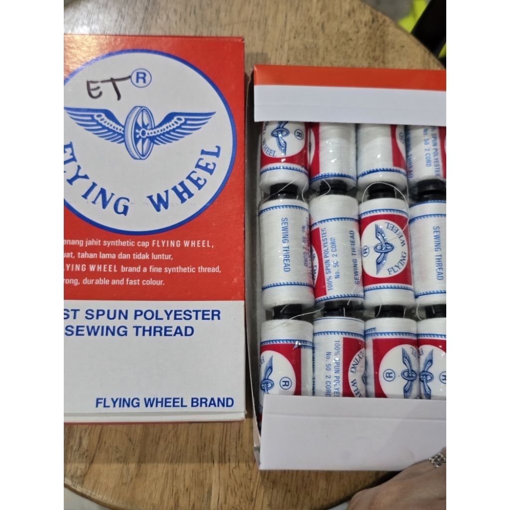 BENANG JAHIT FLYING WHEEL CAP RODA TERBANG HARGA 1 LUSIN ISI 12 BENANG
