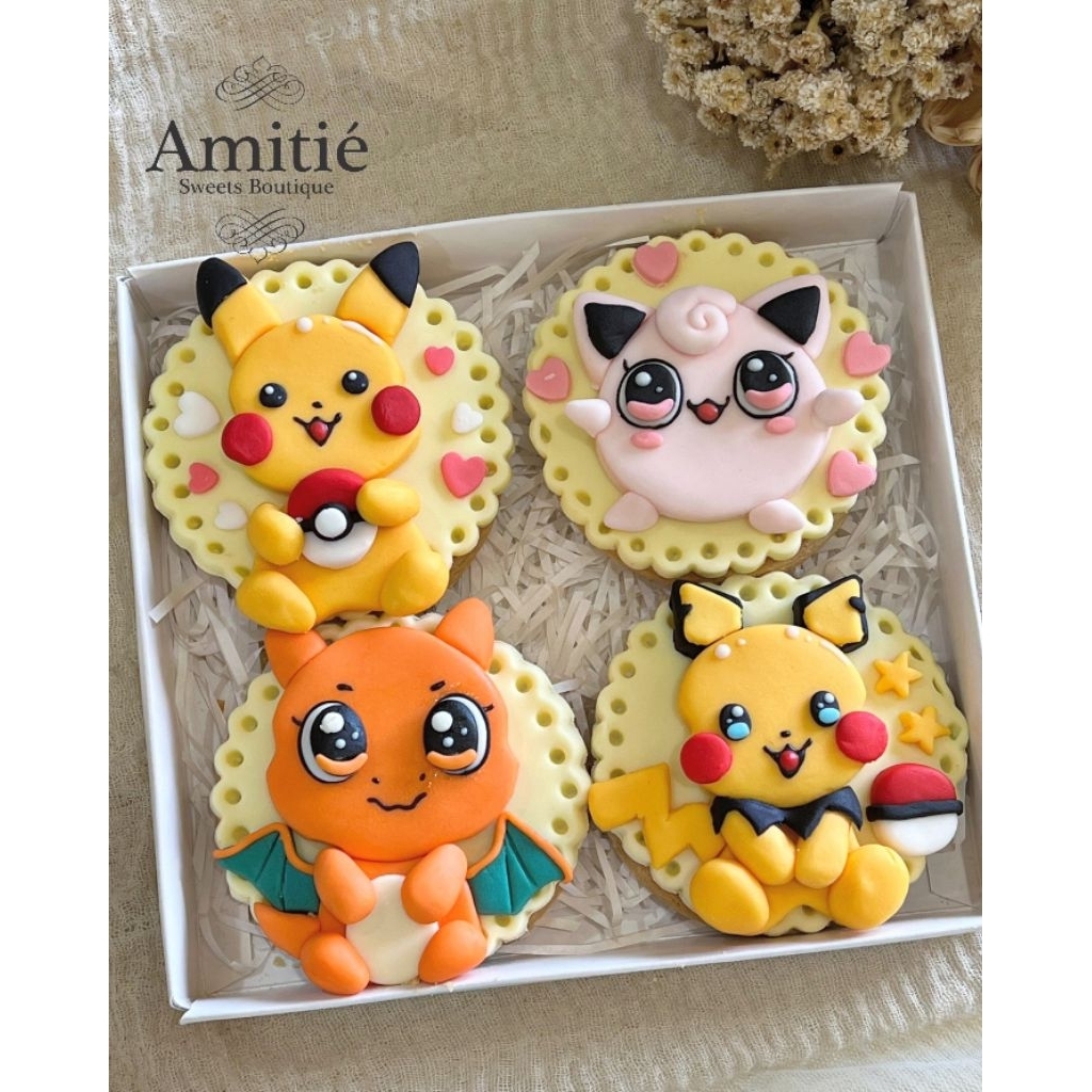 Pokemon (2) Cookies Deco isi 4 /  Cookies Hampers / Birthday Gift / Birthday Hampers / Kukis Natal /