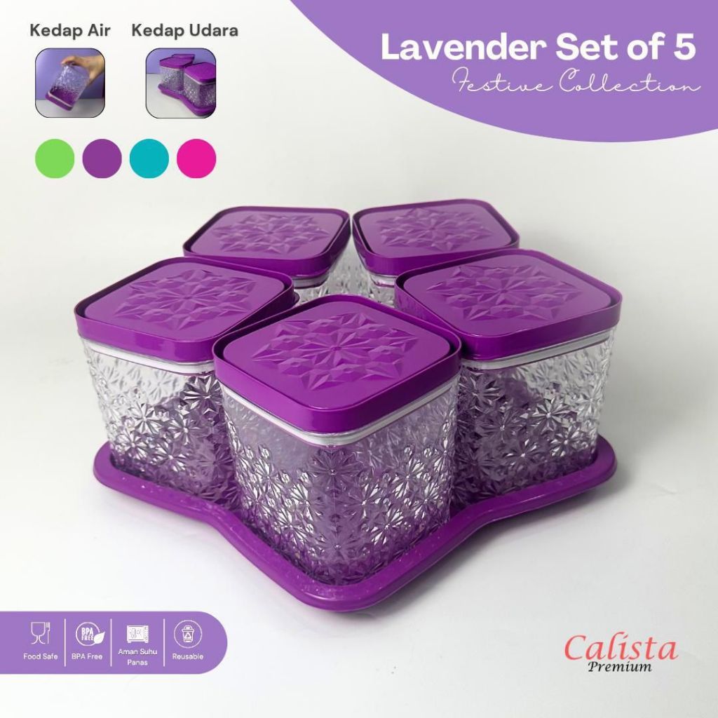 TOPLES CALISTA LAVENDER 6 DAUN – SATU SET TOPLES KUE KERING LEBARAN / TOPLES PLASTIK TUTUP BUNGA ELE