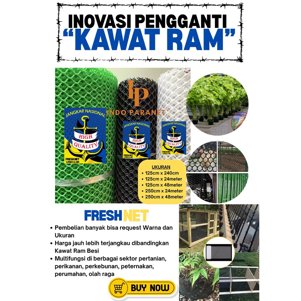 JARING RAM KAWAT PLASTIK HDPE | 2,5 x 24 Meter | TEBAL 4MM KANDANG AYAM HEXAGONAL