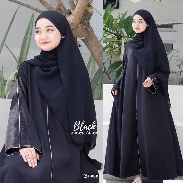 Abaya Terbaru 2026 Lebaran Wanita Remaja / Soraya Abaya / Abaya Remaja Aesthetic Hitam Polos / Bahan