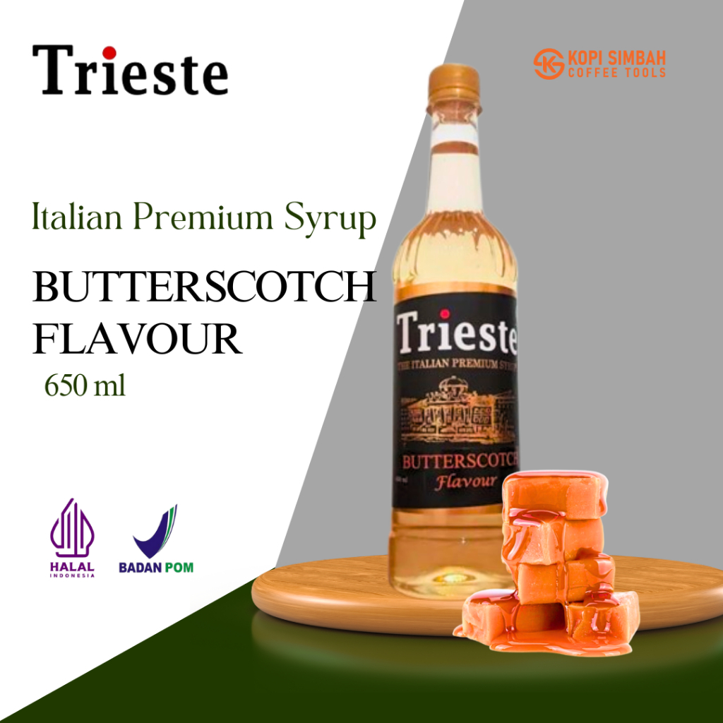 [oddsolshop] pekanbaru/Trieste Butterscotch Flavour 650 ml Italian Premium Syrup Sirup Itali Halal