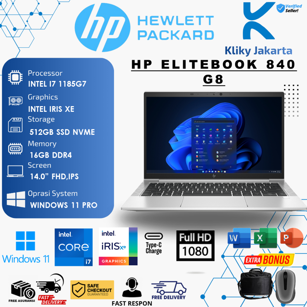 Laptop HP Elitebook 840 G8 Intel Core i7 1185G7 RAM 16GB 512GB SSD 14.0 FHD IPS Win11