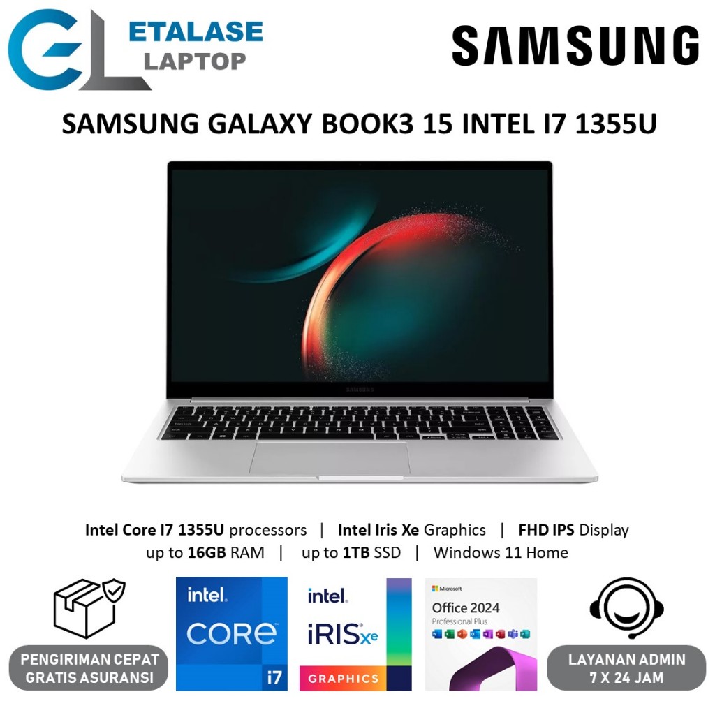 Laptop Samsung Galaxy Book 3 15 Intel Core i7 1355U Ram 16GB 1TB SSD FHD IPS Windows 11 Home