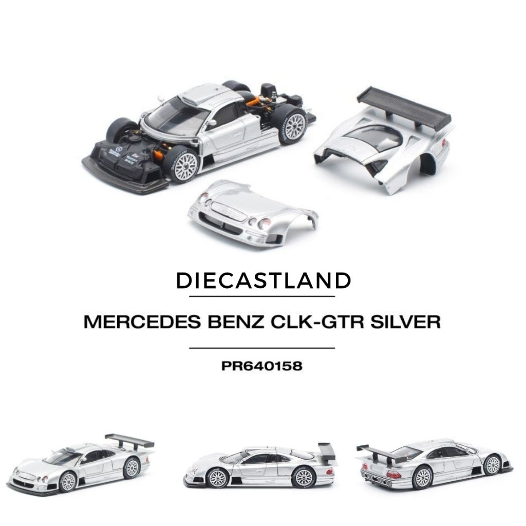 POP RACE 1/64 #158 PR640158 PopRace MERCEDES-BENZ AMG CLK GTR - SILVER Miniature Car Diecast Land Ho