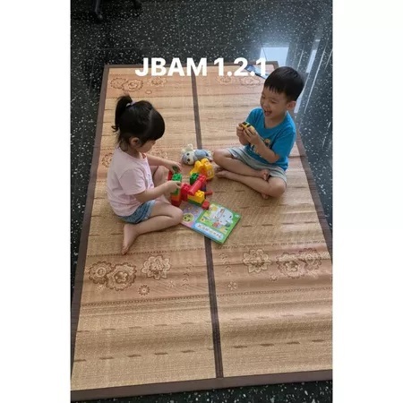 Swaylineshop Hm Tikar Bambu Alami Lipat Tas Biru / Alas Tidur / Alas Lantai Dan Kasur Pendingin
