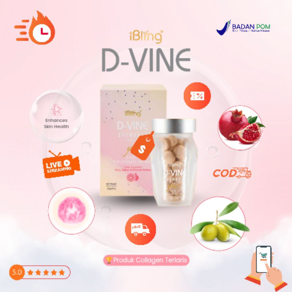 Dvine Kolagen 30 Butir Permen Pemutih 100% Aslii