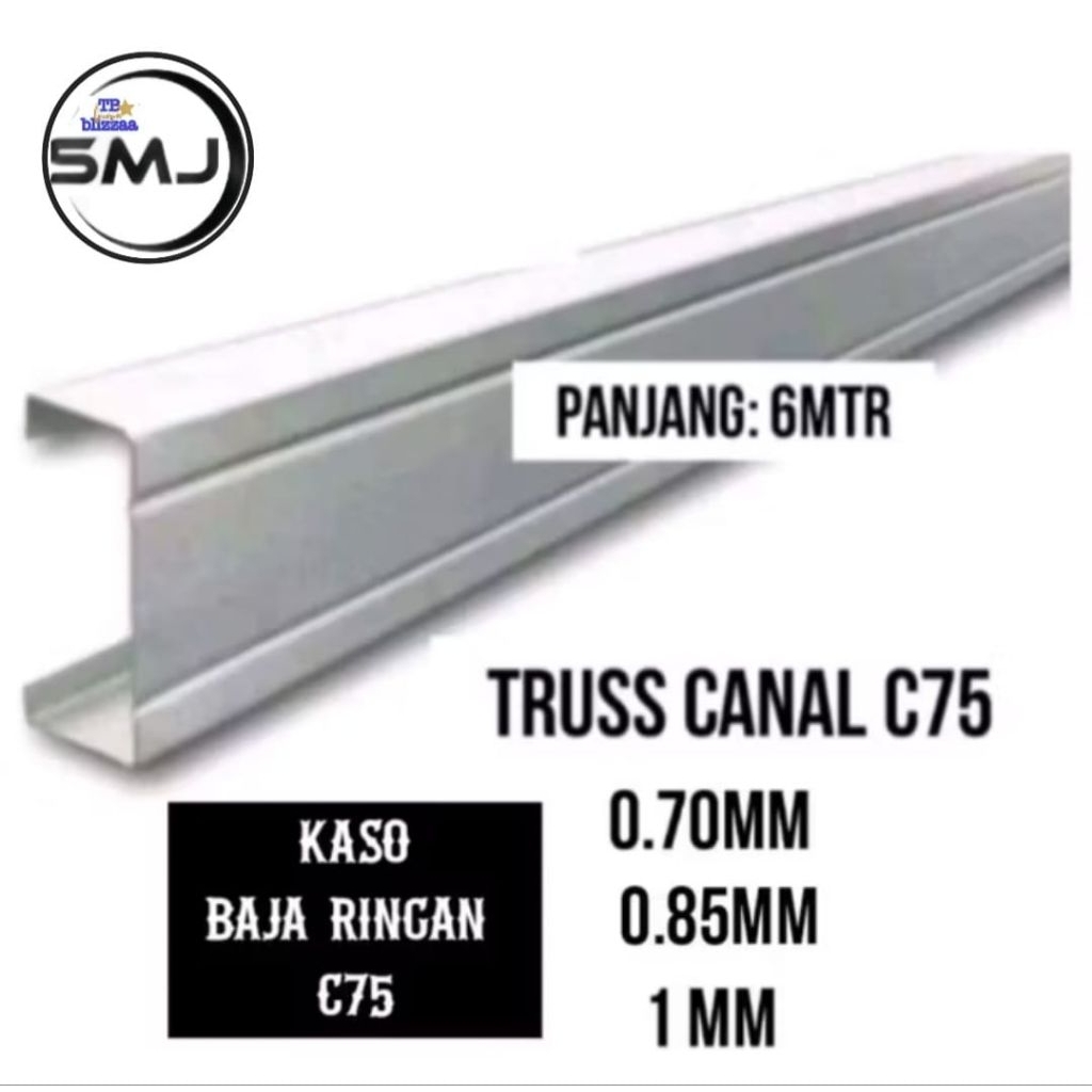 Baja Ringan C75 6MTR Kaso Baja Ringan Truss Kanal C75 Galvalum 6 MTR Baja Ringan Galvalum 6 MTR