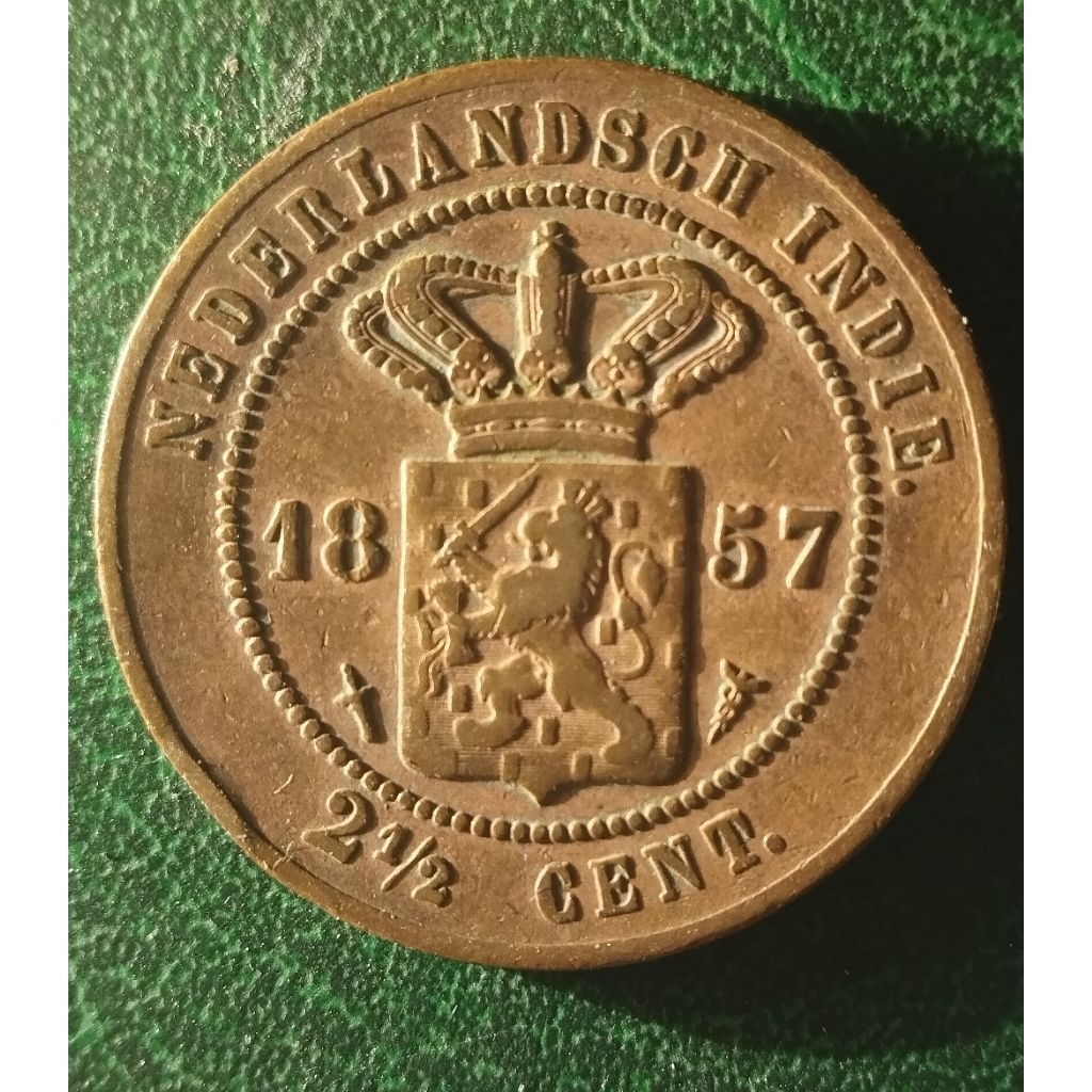 uang koin 2,5 cent Nederland indie thn 1857 sangat bagus 100% ASLI