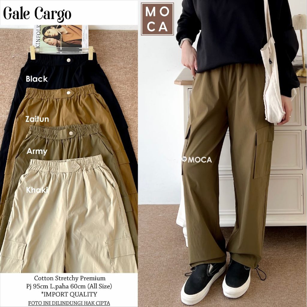 Gale Cargo Pants Celana Panjang Wanita Bahan Premium Original Ori Moca Berlabel