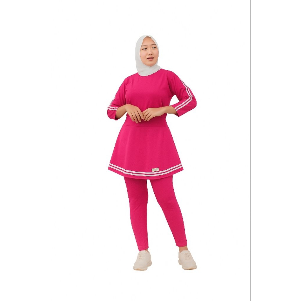 Setelan olahraga // Setelan zumba olahraga wanita // setelan legging rok list // setelan senam aerob