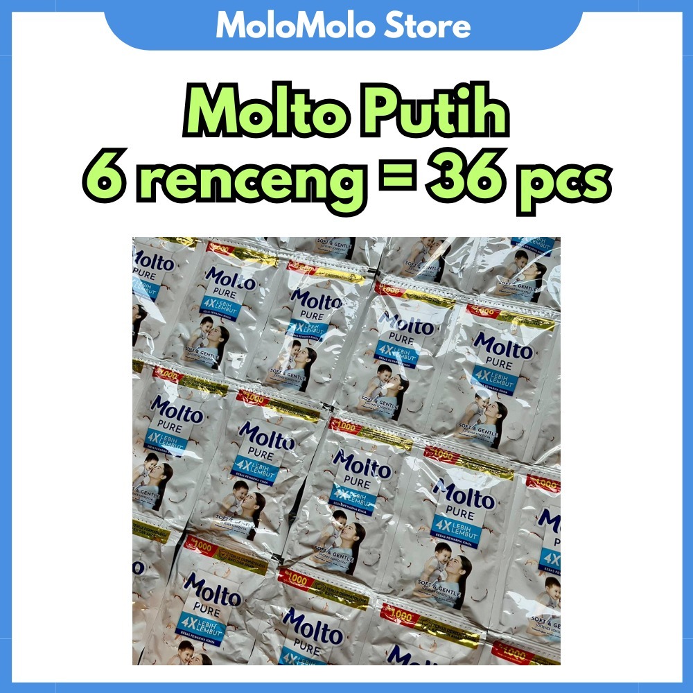 PROMO 36 PCS MOLTO PURE 1000/sachet (KHUSUS PUTIH) 6 renceng