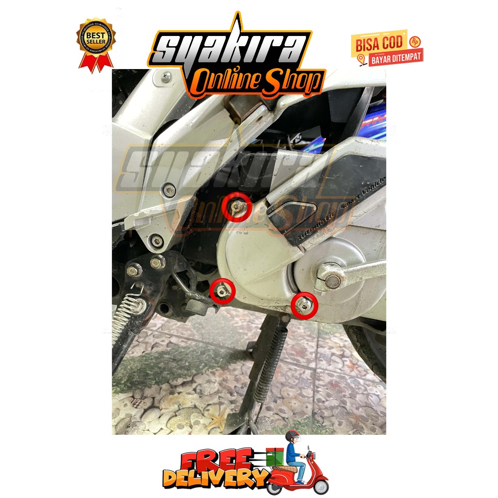 BAUT COVER CVT KIRI ( 3 BAUT ) MODEL SLASH YAMAHA NOUVO Z LELE VIETKONG ELEGANCE LX SX KARBU TAHUN 2