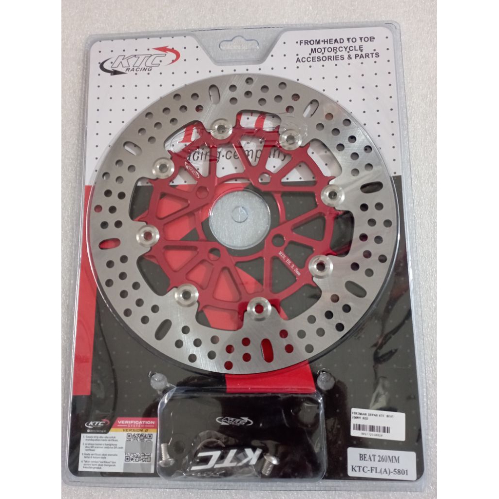 Disc KTC Beat 260mm Red Piring cakram depan Merah piringan original KTC racin