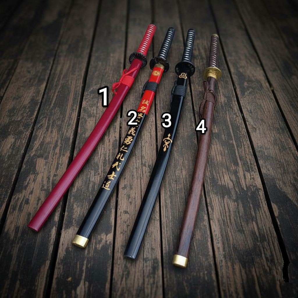 Pedang kayu mahoni hiasan dinding varian k44t4na anime cosplay 100 CM(5MM)sarung asli kayu finishing