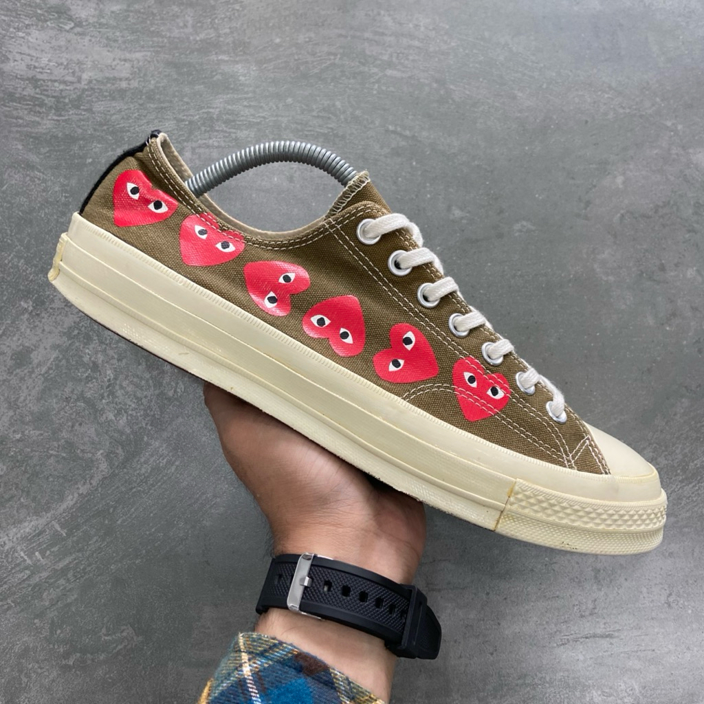 [Size 44] Rare Converse Chuck Taylor All Star 70 Ox Low x Comme des Garcons Multi Heart Green 2018 (