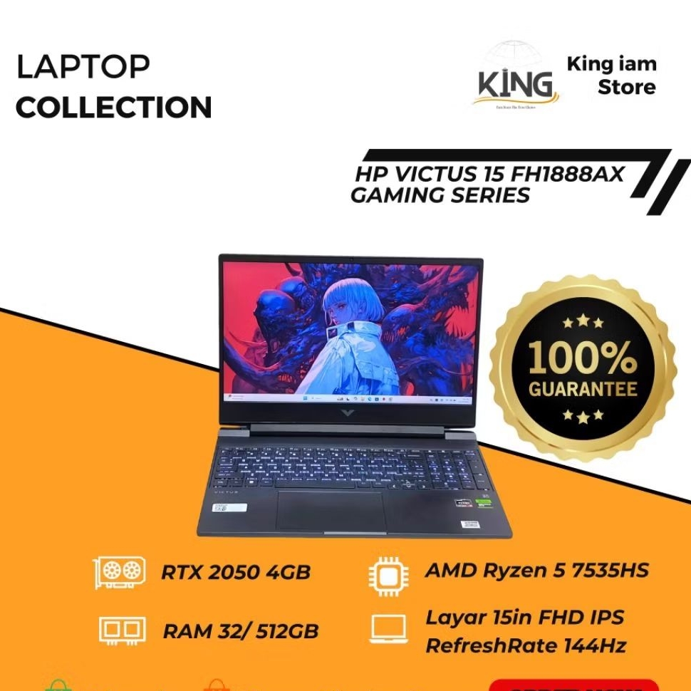 HP Victus 15 Ryzen 5 7535HS RTX 2050 RAM 32GB SSD 512GB | Laptop Gaming Slim 15.6” FHD 144Hz Second 