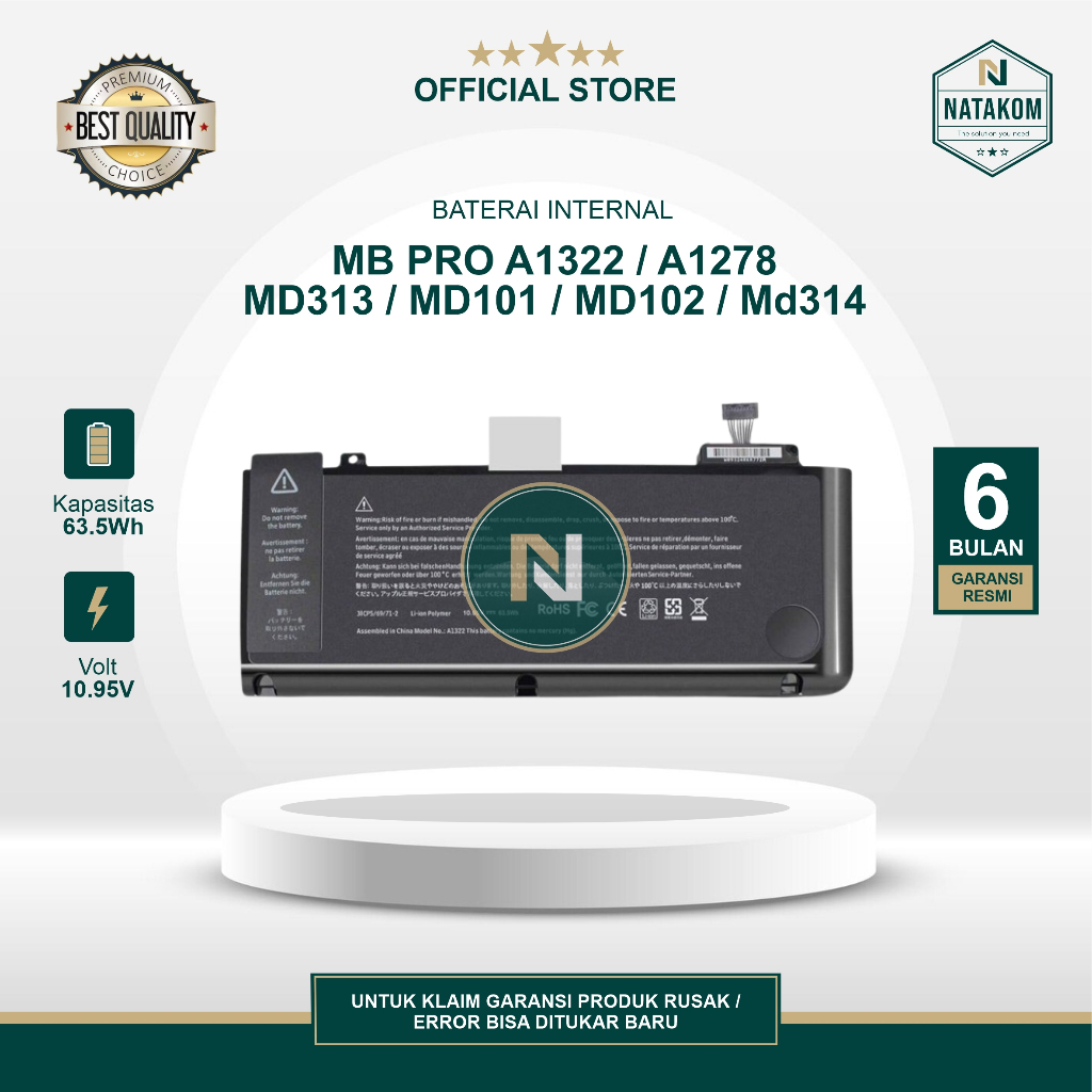 BATERAI MB PRO A1322 A1278 MD313 MD101 MD102 MD314