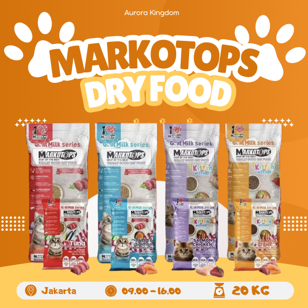 MAKANAN KUCING CAT FOOD MARKOTOPS ADULT TUNA / TUNA SALMON KITTEN SALMON TUNA / SALMON CHICKEN 20kg 