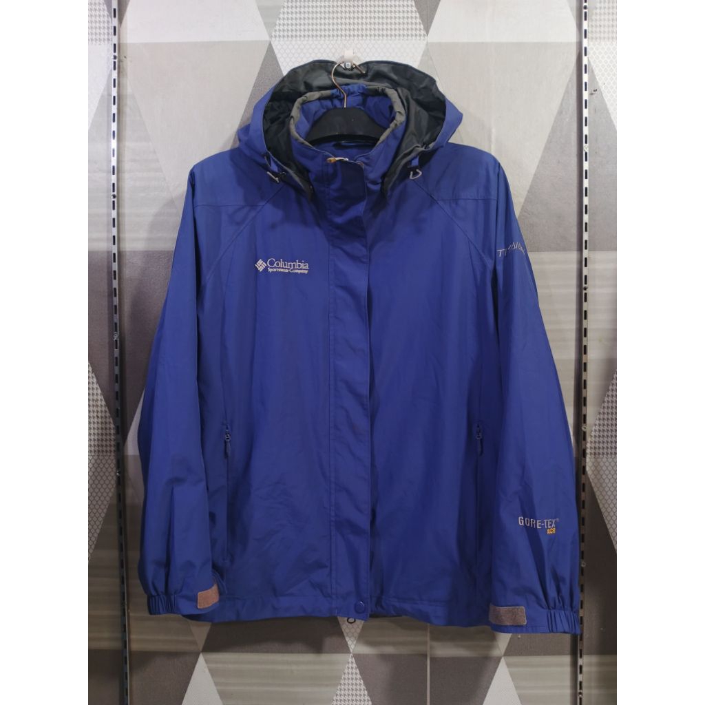 Columbia Titanium Goretex XCR 3 Layer – Elektrik Blue Outdoor Jacket Hiking Touring Harian Gropcore
