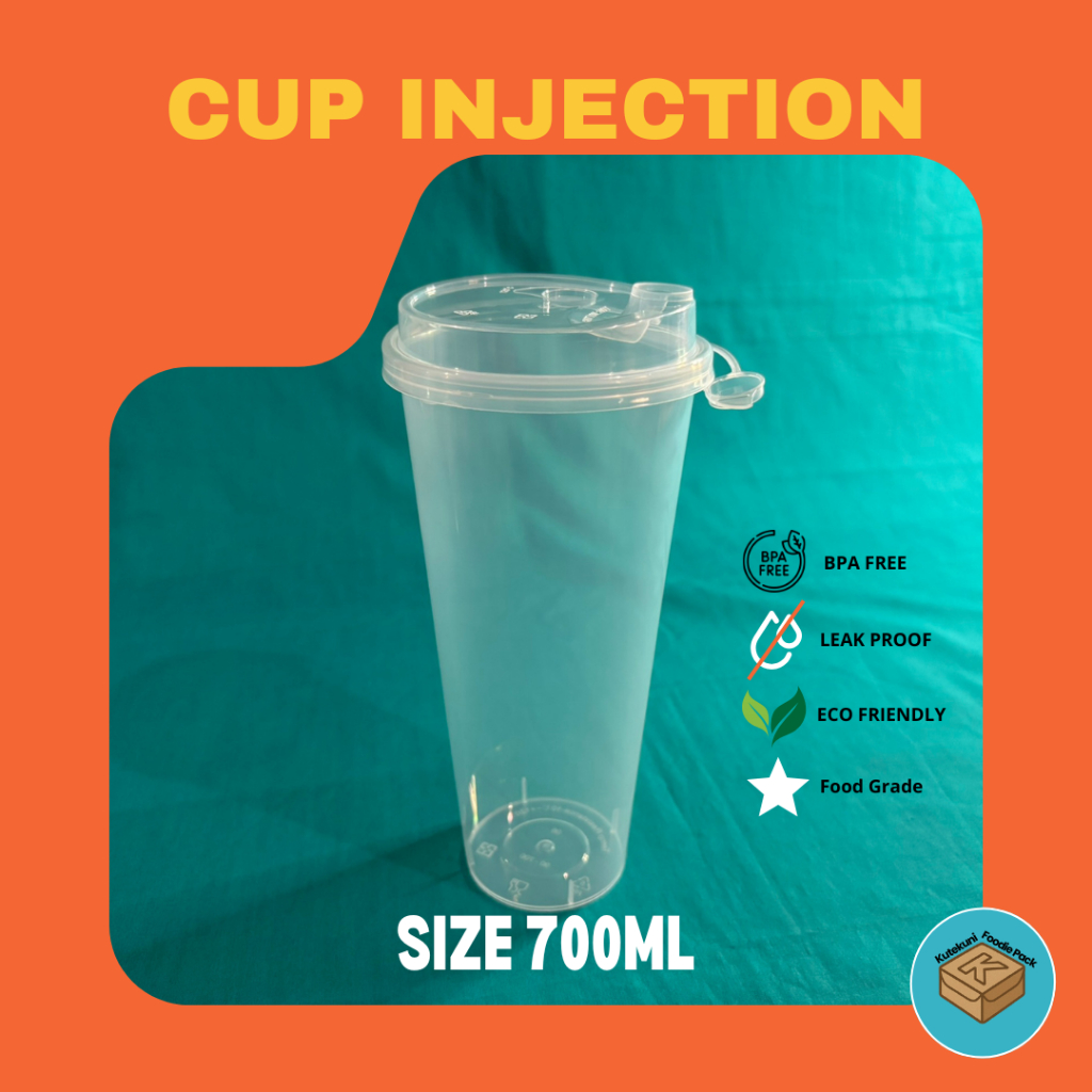 Cup Injection Cup + Tutup PP Bening Transparan |  400ML 500ML 700 ML PP Cup
