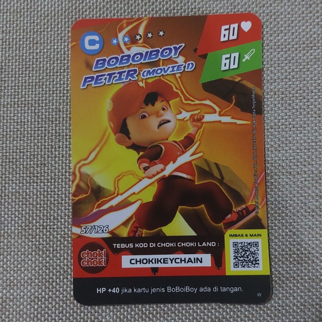 kartu boboiboy petir gempa api choki choki