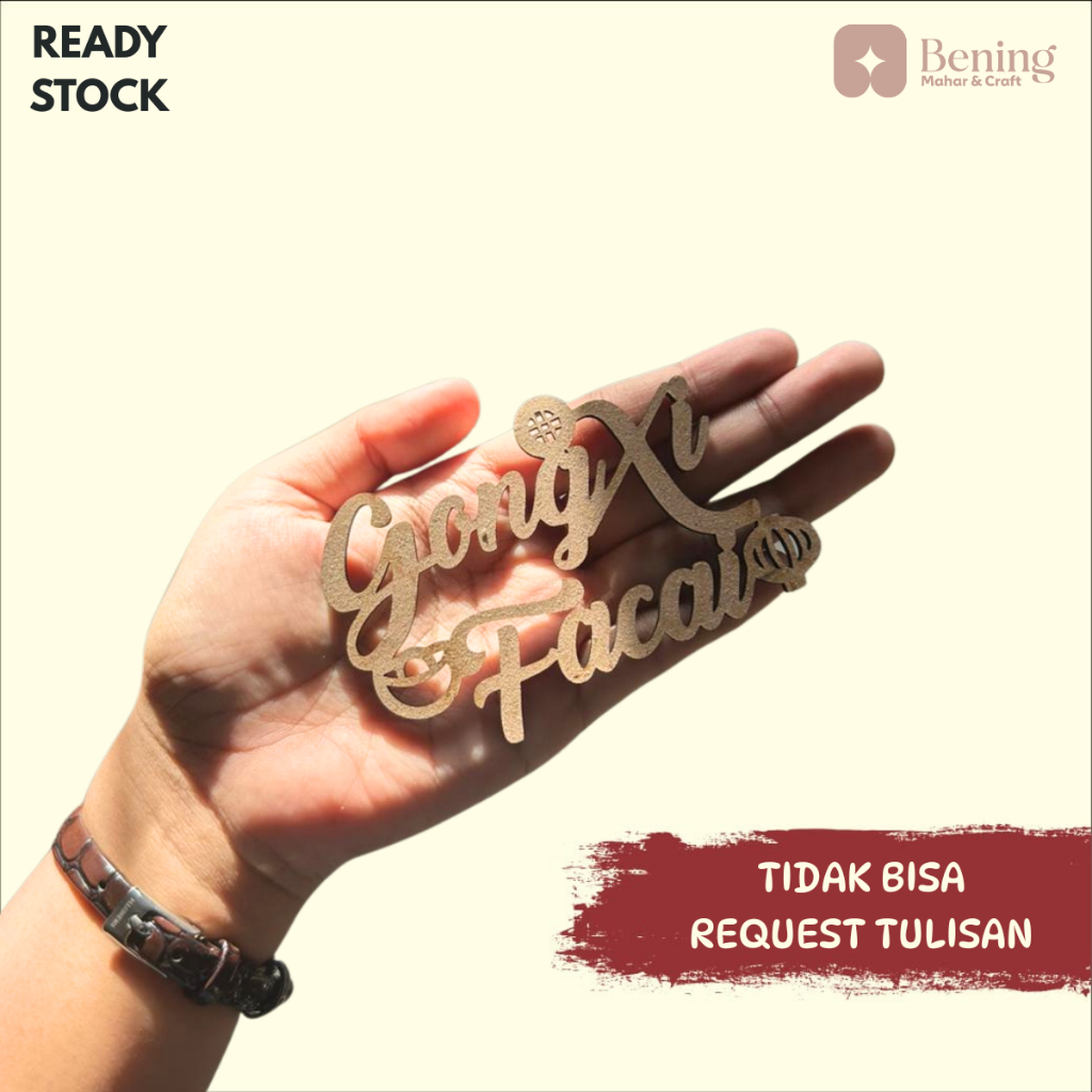 Hang Tag Imlek Kayu Natural Acrylic Gold Tag Gift Tag Chinese New Year