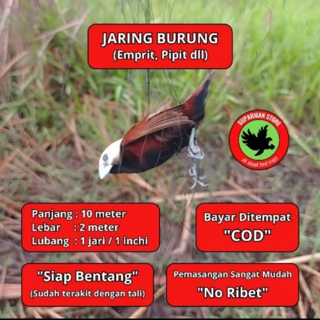 JARING BURUNG EMPRIT 1o JARING BURUNG KECIL JARING BURUNG SAWAH JARING BURUNG PIPIT PEKING MURAH JAR