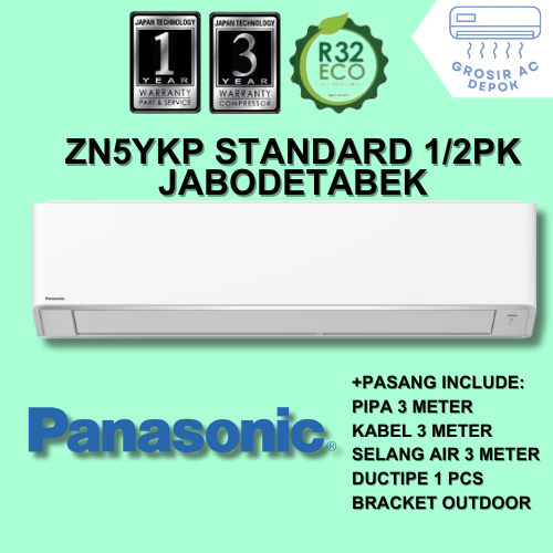 AC Panasonic 1/2 PK YKP STANDARD FREE PASANG + AKSESORIS Raja AC Depok