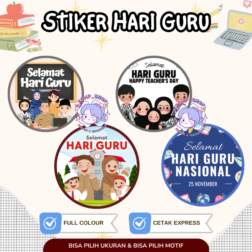 Stiker A3 Cutting Bontax Chromo Label SELAMAT HARI GURU HAPPY TEACHER TEACHERS DAY